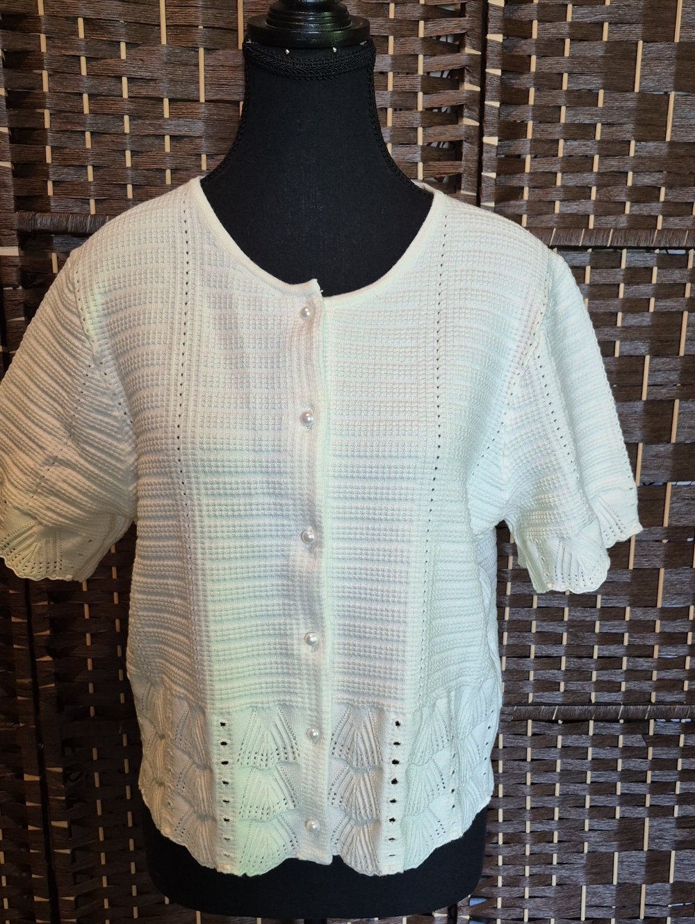 Classic White Knit Button-Front Women's Top